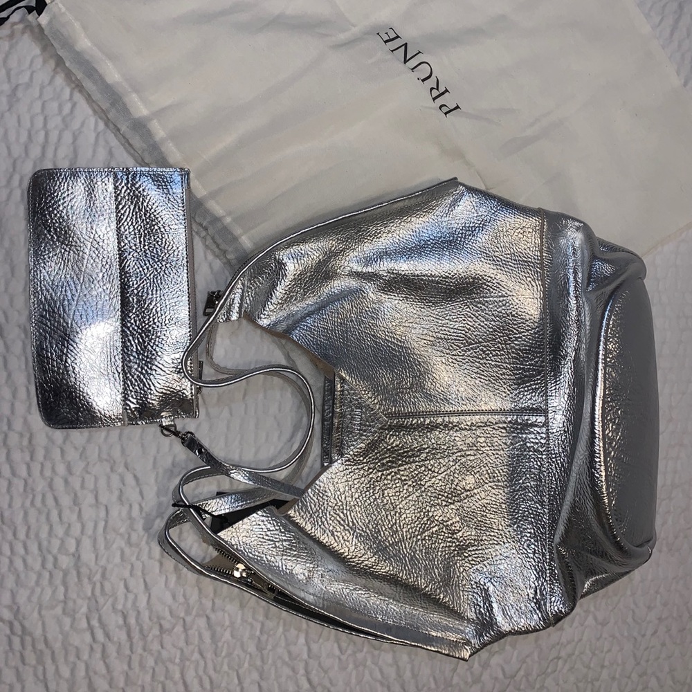 Leather metallic large bag